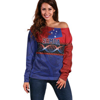 Personalised Samoan DNA-Proud of Samoa Off Shoulder Sweater Polynesian Patterns - Polynesian Pride