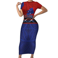 Personalised Samoan DNA-Proud of Samoa Short Sleeve Bodycon Dress Polynesian Patterns - Polynesian Pride