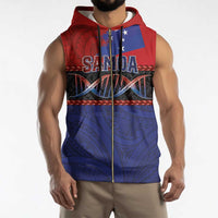 Personalised Samoan DNA-Proud of Samoa Sleeveless Zip Hoodie Polynesian Patterns LT03 - Polynesian Pride