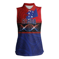 Personalised Samoan DNA-Proud of Samoa Women Sleeveless Polo Shirt Polynesian Patterns - Polynesian Pride