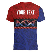 Personalised Samoan DNA-Proud of Samoa Women V-Neck T-Shirt Polynesian Patterns - Polynesian Pride