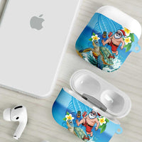 Polynesian Merry Christmas AirPods Case Funny Santa with Sea Turtle Beach Plumeria - Polynesian Pride