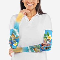 Polynesian Merry Christmas Arm Sleeves Funny Santa with Sea Turtle Beach Plumeria - Polynesian Pride