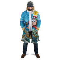 Polynesian Merry Christmas Cloak Funny Santa with Sea Turtle Beach Plumeria - Polynesian Pride