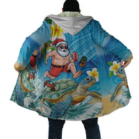 Polynesian Merry Christmas Cloak Funny Santa with Sea Turtle Beach Plumeria - Polynesian Pride