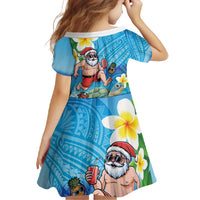 Polynesian Merry Christmas Family Matching Off Shoulder Maxi Dress and Hawaiian Shirt Funny Santa with Sea Turtle Beach Plumeria - Polynesian Pride