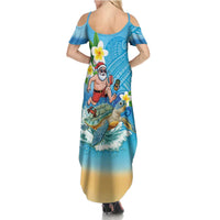 Polynesian Merry Christmas Family Matching Summer Maxi Dress and Hawaiian Shirt Funny Santa with Sea Turtle Beach Plumeria - Polynesian Pride
