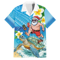 Polynesian Merry Christmas Family Matching Tank Maxi Dress and Hawaiian Shirt Funny Santa with Sea Turtle Beach Plumeria - Polynesian Pride