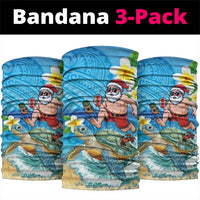 Polynesian Merry Christmas Neck Gaiter Funny Santa with Sea Turtle Beach Plumeria - Polynesian Pride