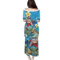 Polynesian Merry Christmas Puletasi Funny Santa with Sea Turtle Beach Plumeria LT03 - Polynesian Pride