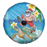 Polynesian Merry Christmas Spare Tire Cover Funny Santa with Sea Turtle Beach Plumeria - Polynesian Pride