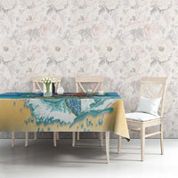 Polynesian Merry Christmas Tablecloth Funny Santa with Sea Turtle Beach Plumeria - Polynesian Pride