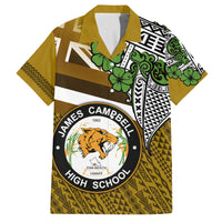 Hawaii James Campbell High School Hawaiian Shirt Kakau Pattern Gold Color Version LT03 Gold - Polynesian Pride