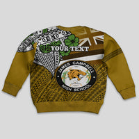Hawaii James Campbell High School Kid Ugly Christmas Sweater Kakau Pattern Gold Color Version LT03 - Polynesian Pride