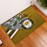 Hawaii James Campbell High School Rubber Doormat Kakau Pattern Gold Color Version LT03 Gold - Polynesian Pride
