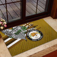Hawaii James Campbell High School Rubber Doormat Kakau Pattern Gold Color Version LT03 - Polynesian Pride