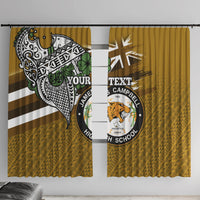 Hawaii James Campbell High School Window Curtain Kakau Pattern Gold Color Version LT03 With Hooks Gold - Polynesian Pride