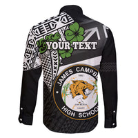 Hawaii James Campbell High School Family Matching Short Sleeve Bodycon Dress and Hawaiian Shirt Kakau Pattern Black Version LT03 - Polynesian Pride