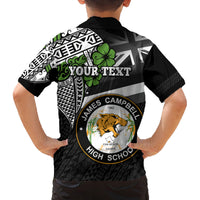 Hawaii James Campbell High School Family Matching Tank Maxi Dress and Hawaiian Shirt Kakau Pattern Black Version LT03 - Polynesian Pride