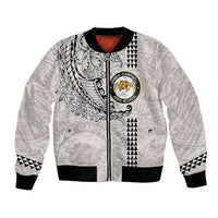 Custom Hawaii James Campbell High School Bomber Jacket Tribal Kakau Pattern LT03 Unisex White - Polynesian Pride