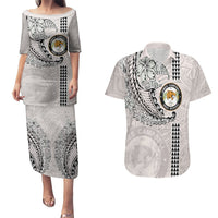 Custom Hawaii James Campbell High School Couples Matching Puletasi Dress and Hawaiian Shirt Tribal Kakau Pattern LT03 White - Polynesian Pride