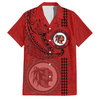 Hawaii Kahuku High & Intermediate School Family Matching Long Sleeve Bodycon Dress and Hawaiian Shirt Tribal Kakau Pattern LT03 Dad's Shirt - Short Sleeve Red - Polynesian Pride