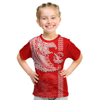 Hawaii Kalani High School Kid T Shirt Tribal Kakau Pattern LT03 Red - Polynesian Pride