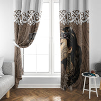 Custom New Zealand Womens Day Window Curtain Traditional Maori Woman Polynesian Pattern Brown Color LT03 - Polynesian Pride