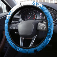 Custom New Zealand Womens Day Steering Wheel Cover Traditional Maori Woman Polynesian Pattern Blue Color