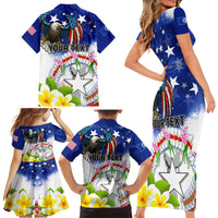 Custom Northern Mariana Islands Commonwealth Covenant Day Family Matching Short Sleeve Bodycon Dress and Hawaiian Shirt Plumeria Flower Splash Style LT03 - Polynesian Pride