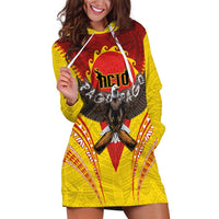 American Samoa Fautasi Race Hoodie Dress Pago Pago-Aeto Samoan Tattoo and Eagle LT03 Yellow - Polynesian Pride