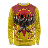 American Samoa Fautasi Race Long Sleeve Shirt Pago Pago-Aeto Samoan Tattoo and Eagle LT03 Unisex Yellow - Polynesian Pride