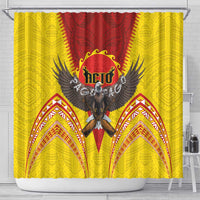 American Samoa Fautasi Race Shower Curtain Pago Pago-Aeto Samoan Tattoo and Eagle