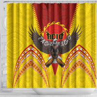 American Samoa Fautasi Race Shower Curtain Pago Pago-Aeto Samoan Tattoo and Eagle