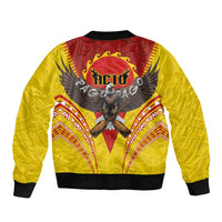American Samoa Fautasi Race Sleeve Zip Bomber Jacket Pago Pago-Aeto Samoan Tattoo and Eagle LT03 - Polynesian Pride
