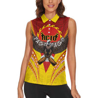 American Samoa Fautasi Race Women Sleeveless Polo Shirt Pago Pago-Aeto Samoan Tattoo and Eagle