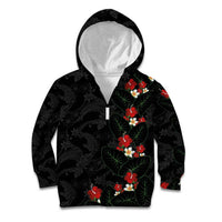 Hawaiian Taro Leaves-Hibiscus and Plumeria Kid Hoodie Floral Tribal Tattoo Motif