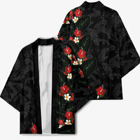 Hawaiian Taro Leaves-Hibiscus and Plumeria Kimono Floral Tribal Tattoo Motif