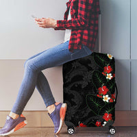 Hawaiian Taro Leaves-Hibiscus and Plumeria Luggage Cover Floral Tribal Tattoo Motif