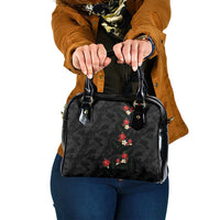 Hawaiian Taro Leaves-Hibiscus and Plumeria Shoulder Handbag Floral Tribal Tattoo Motif