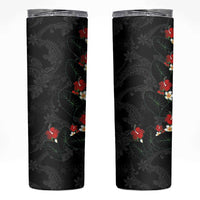 Hawaiian Taro Leaves-Hibiscus and Plumeria Skinny Tumbler Floral Tribal Tattoo Motif