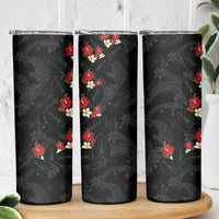 Hawaiian Taro Leaves-Hibiscus and Plumeria Skinny Tumbler Floral Tribal Tattoo Motif