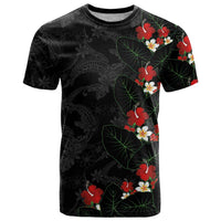Hawaiian Taro Leaves-Hibiscus and Plumeria T Shirt Floral Tribal Tattoo Motif