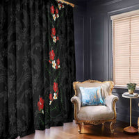 Hawaiian Taro Leaves-Hibiscus and Plumeria Window Curtain Floral Tribal Tattoo Motif