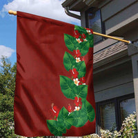Hawaiian Taro Leaves-Hibiscus and Plumeria Garden Flag Polynesian Art-Kakau Tattoo Red