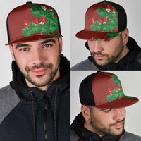 Hawaiian Taro Leaves-Hibiscus and Plumeria Mesh Trucker Cap Polynesian Art-Kakau Tattoo Red