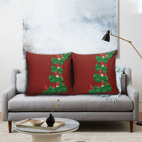 Hawaiian Taro Leaves-Hibiscus and Plumeria Pillow Cover Polynesian Art-Kakau Tattoo Red