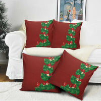 Hawaiian Taro Leaves-Hibiscus and Plumeria Pillow Cover Polynesian Art-Kakau Tattoo Red
