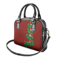 Hawaiian Taro Leaves-Hibiscus and Plumeria Shoulder Handbag Polynesian Art-Kakau Tattoo Red