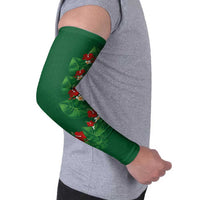 Hawaiian Taro Leaves-Hibiscus and Plumeria Arm Sleeves Polynesian Art-Kakau Tattoo Green